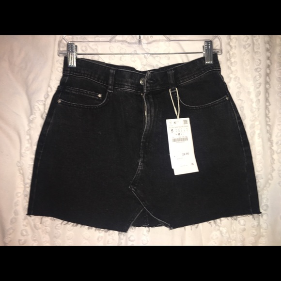 zara black jean skirt